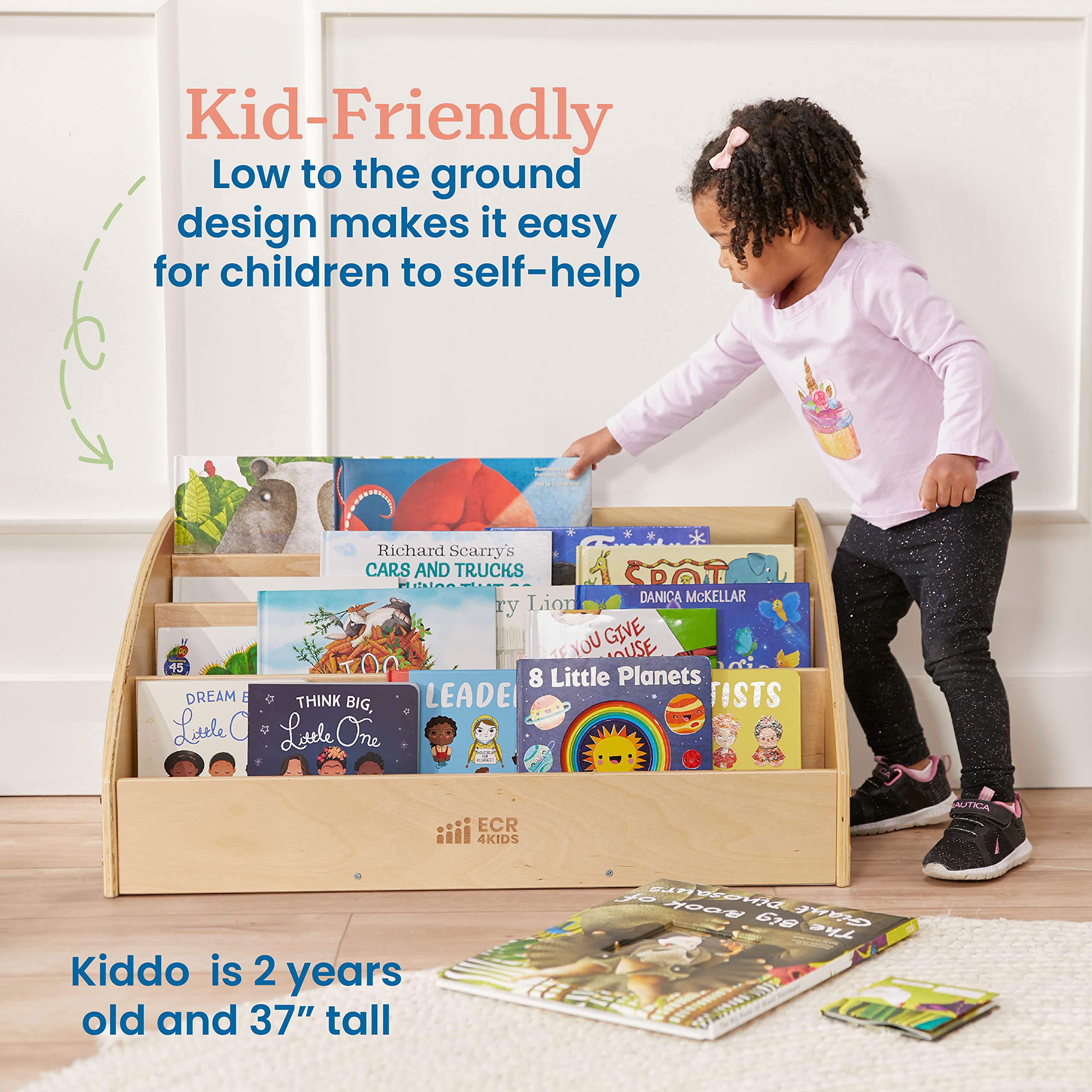 ECR4Kids Suporte de exibição de livros infantil Birch, organizador